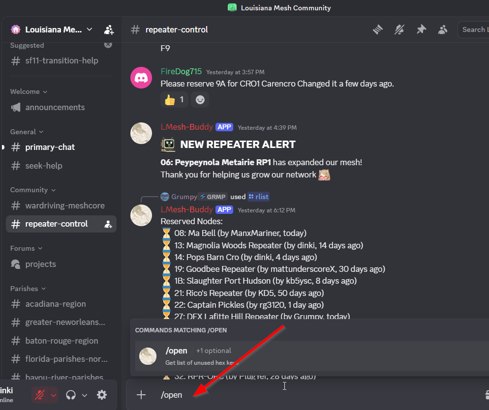 Screenshot of listing open public key command