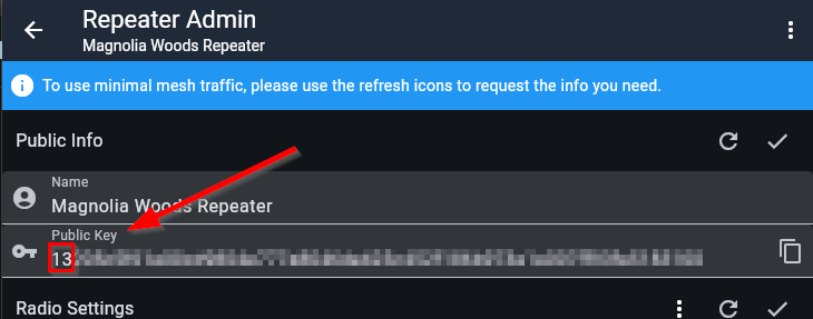 Screenshot of public key example